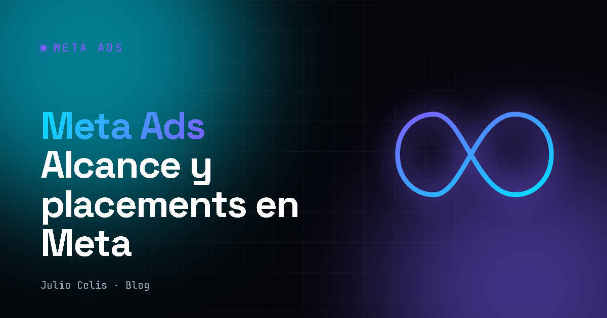 Símbolo de infinito luminoso que representa las campañas de Meta Ads en Facebook e Instagram