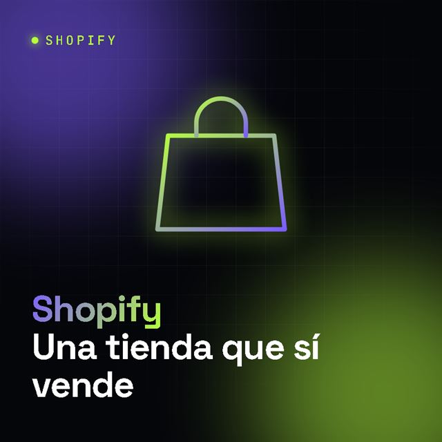 Bolsa de compras luminosa que representa una tienda en línea creada con Shopify